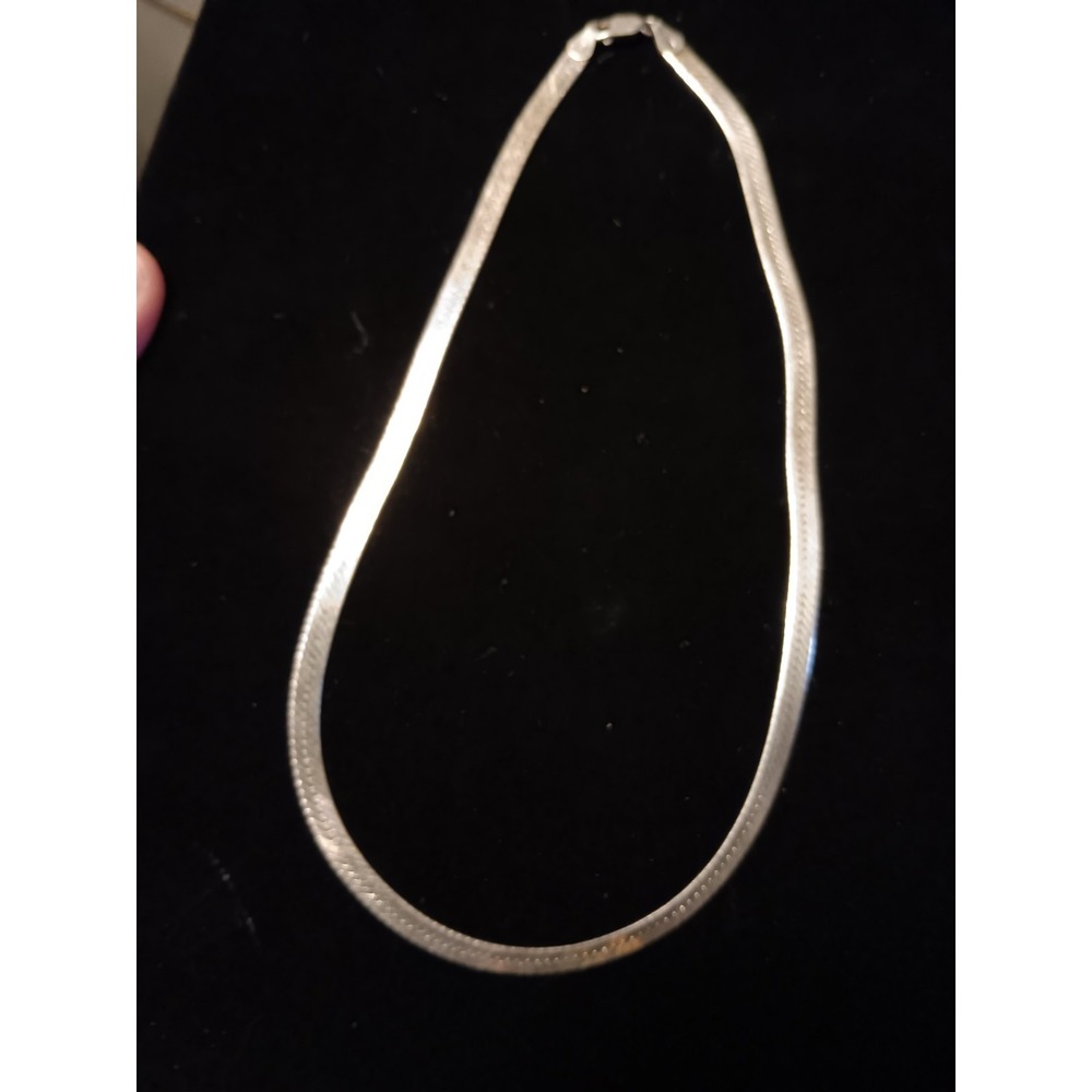 925 Sterling Silver Herringbone Chain Necklace Made in Italy